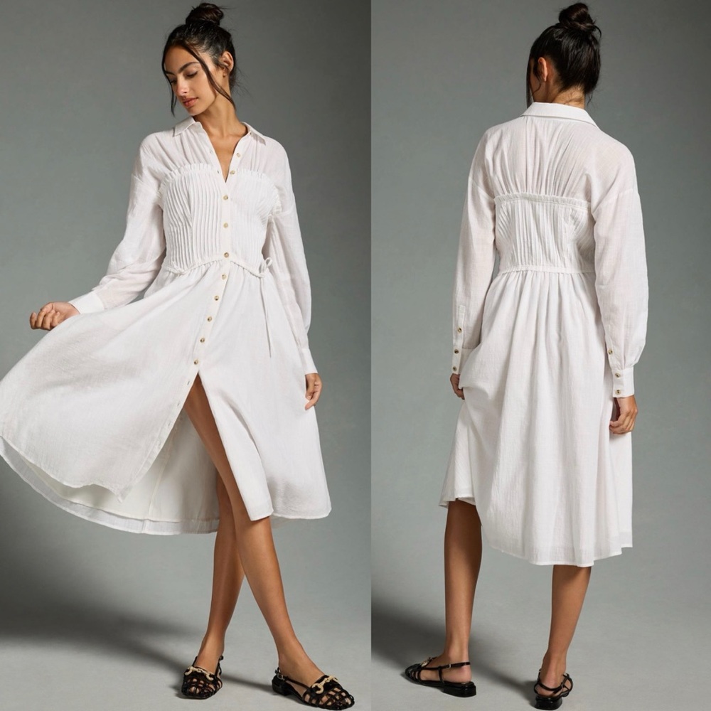 Anthropologie White Midi Dress